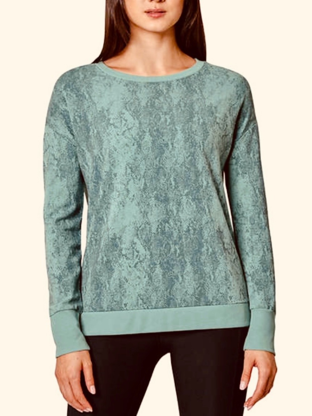 Mondetta Teal Snakeskin Print Crewneck Sweatshirt
